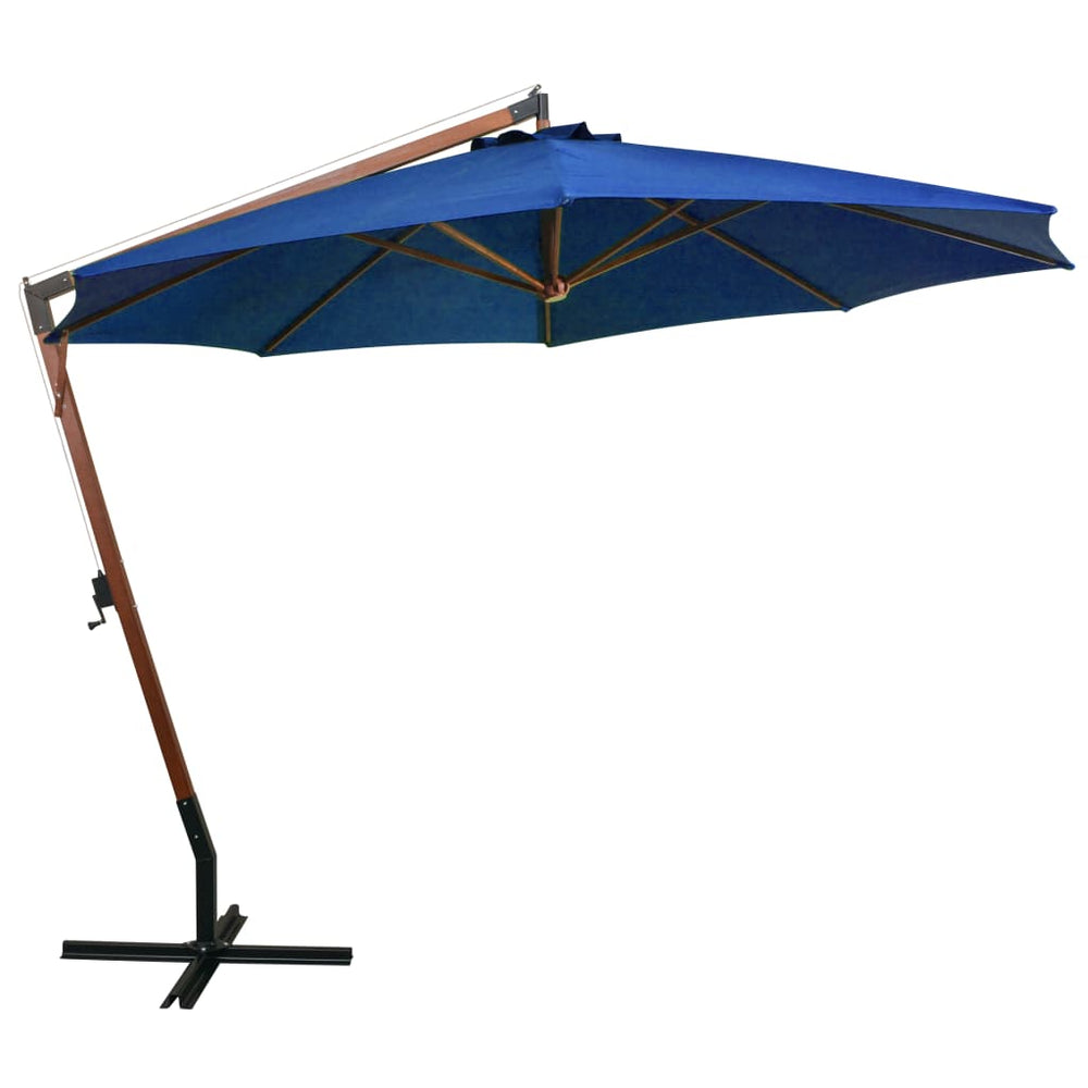 Umbrelă În Consolă Cu Stâlp, Azuriu, 3,5X2,9 M, Lemn De Brad