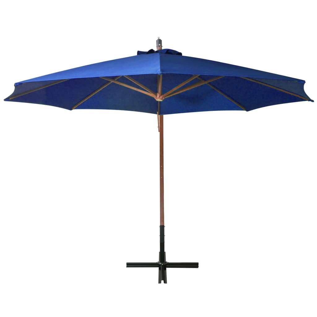 Umbrelă În Consolă Cu Stâlp, Azuriu, 3,5X2,9 M, Lemn De Brad