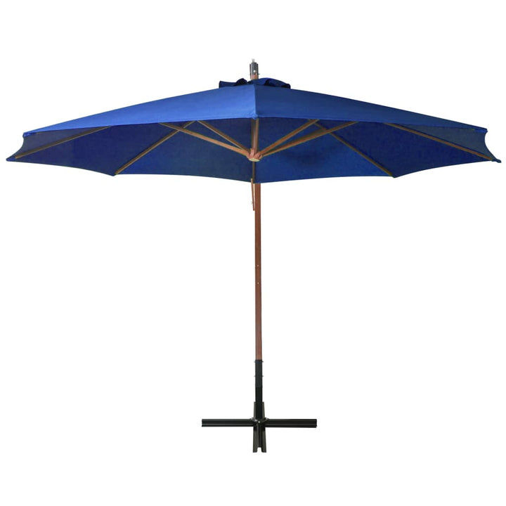 Umbrelă În Consolă Cu Stâlp, Azuriu, 3,5X2,9 M, Lemn De Brad