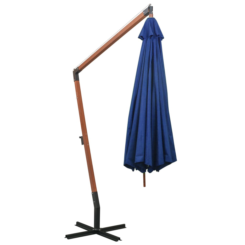 Umbrelă În Consolă Cu Stâlp, Azuriu, 3,5X2,9 M, Lemn De Brad