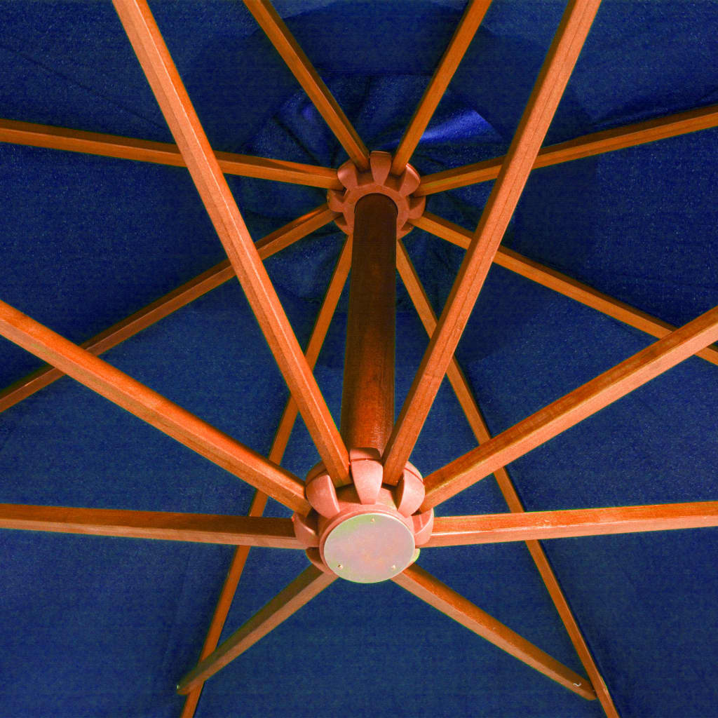 Umbrelă În Consolă Cu Stâlp, Azuriu, 3,5X2,9 M, Lemn De Brad
