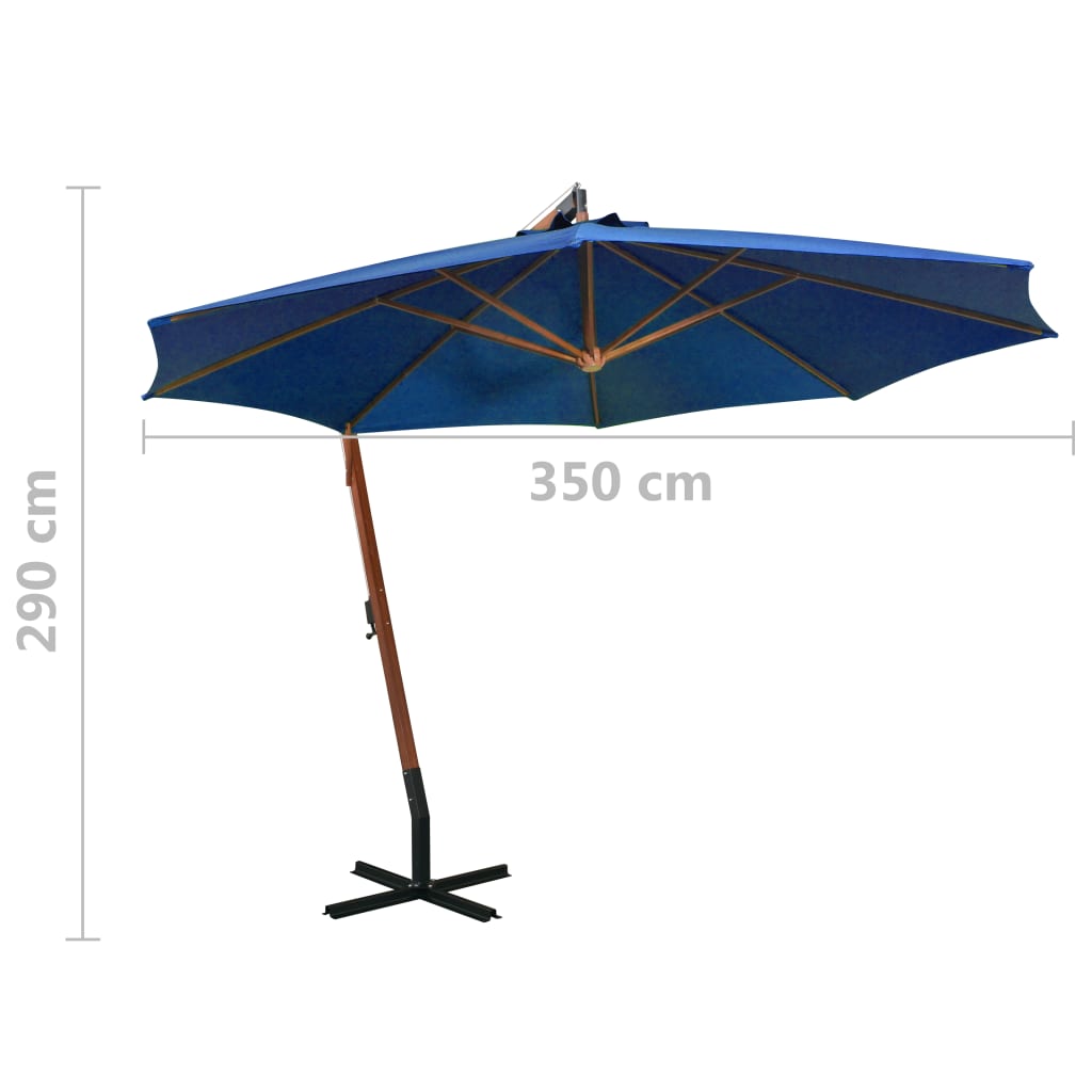 Umbrelă În Consolă Cu Stâlp, Azuriu, 3,5X2,9 M, Lemn De Brad
