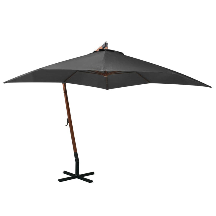 Umbrelă În Consolă Cu Stâlp, Azuriu, 3,5X2,9 M, Lemn De Brad