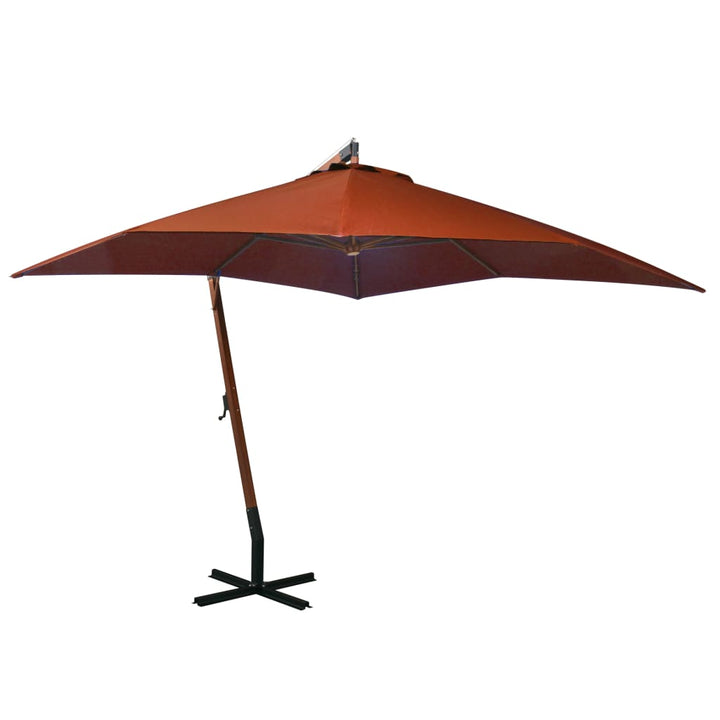 Umbrelă În Consolă Cu Stâlp, Azuriu, 3,5X2,9 M, Lemn De Brad