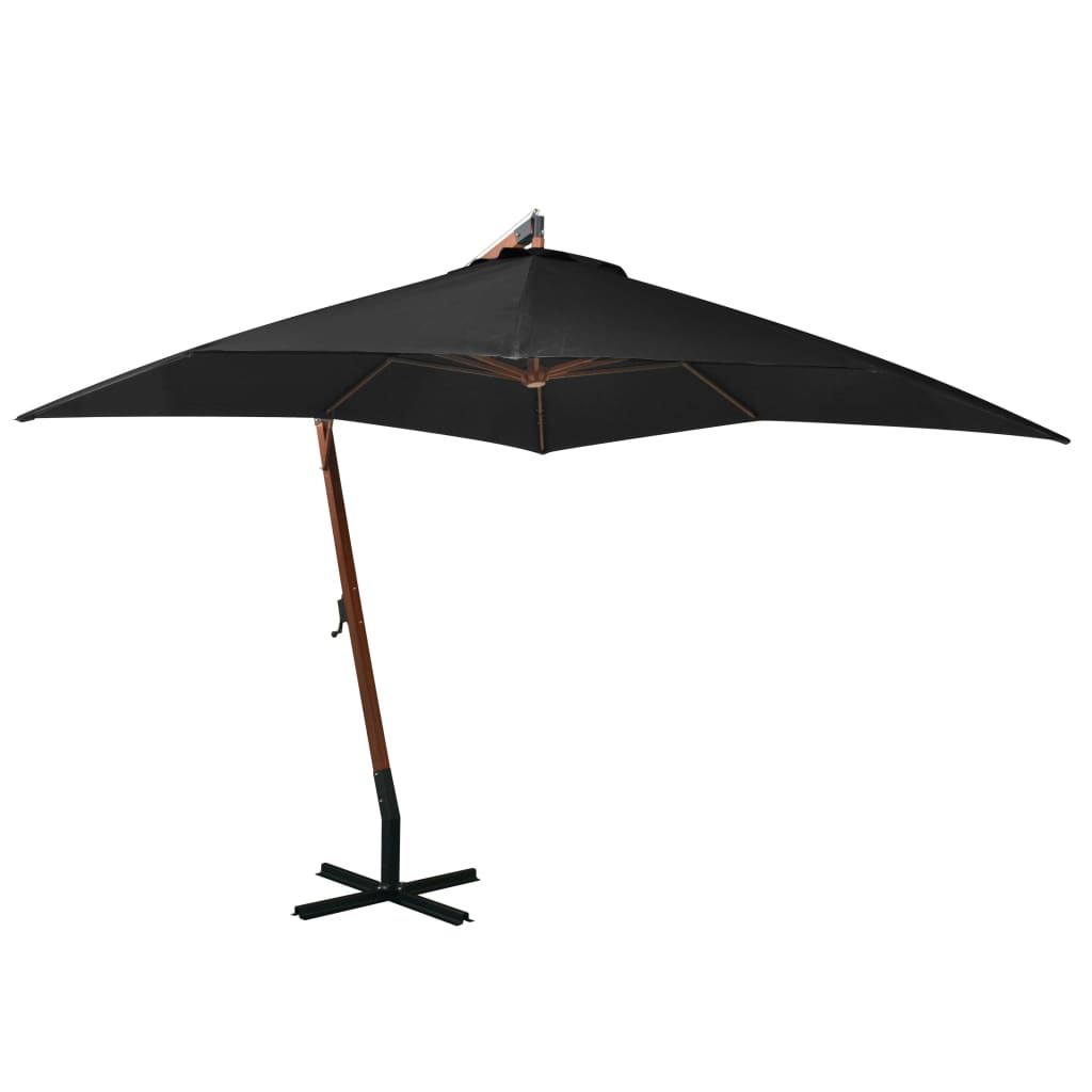 Umbrelă În Consolă Cu Stâlp, Azuriu, 3,5X2,9 M, Lemn De Brad