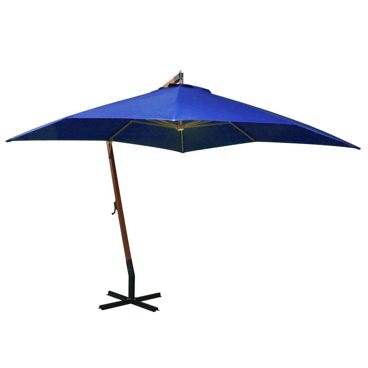 Umbrelă În Consolă Cu Stâlp, Azuriu, 3,5X2,9 M, Lemn De Brad