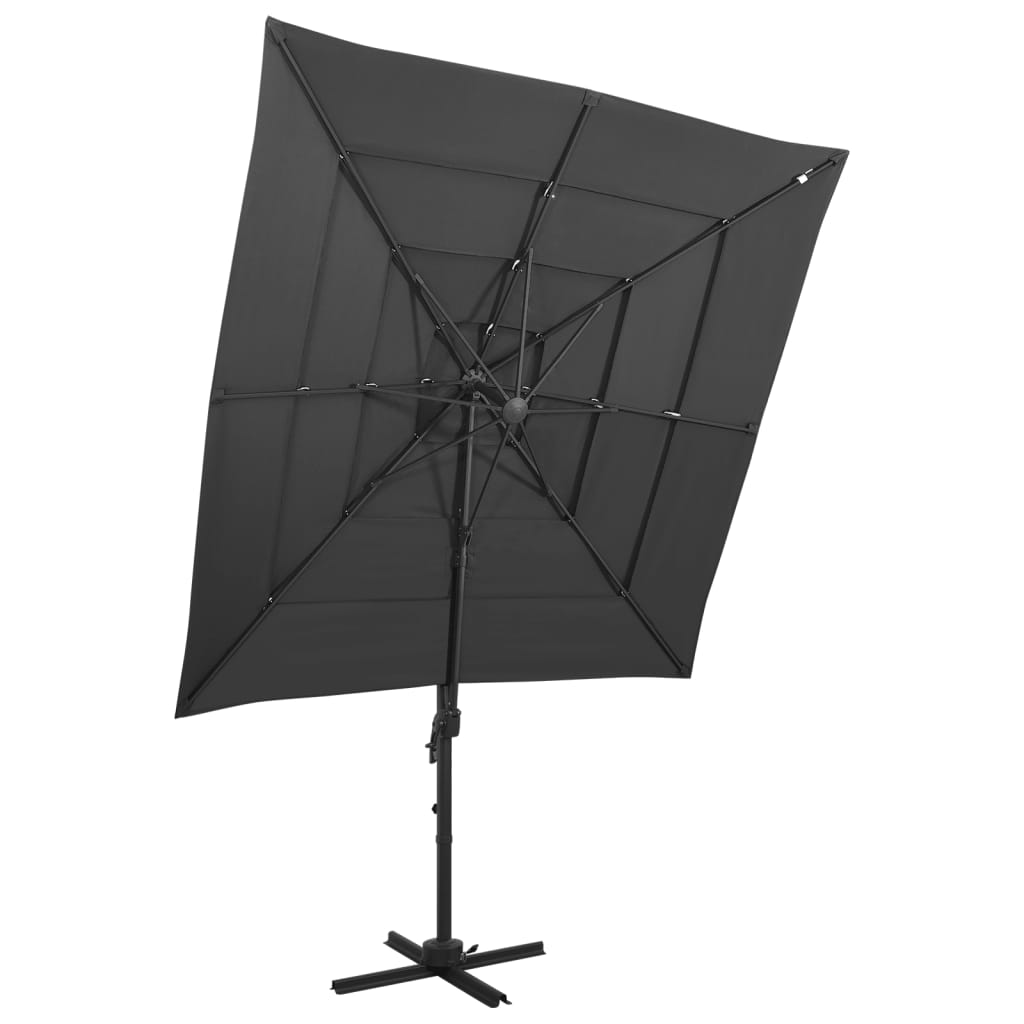 Umbrelă De Soare 4 Niveluri, Stâlp Aluminiu, , 250X250 Cm