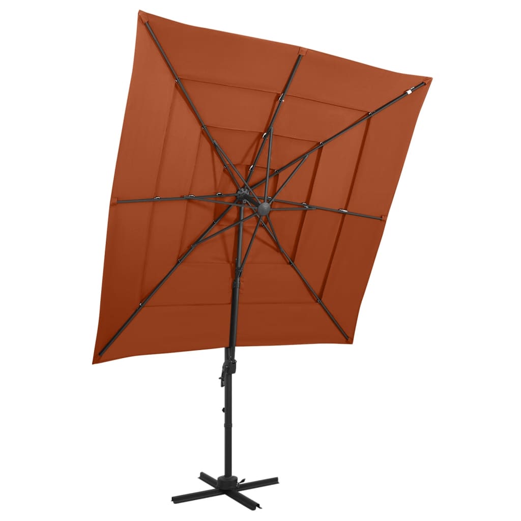 Umbrelă De Soare 4 Niveluri, Stâlp Aluminiu, , 250X250 Cm
