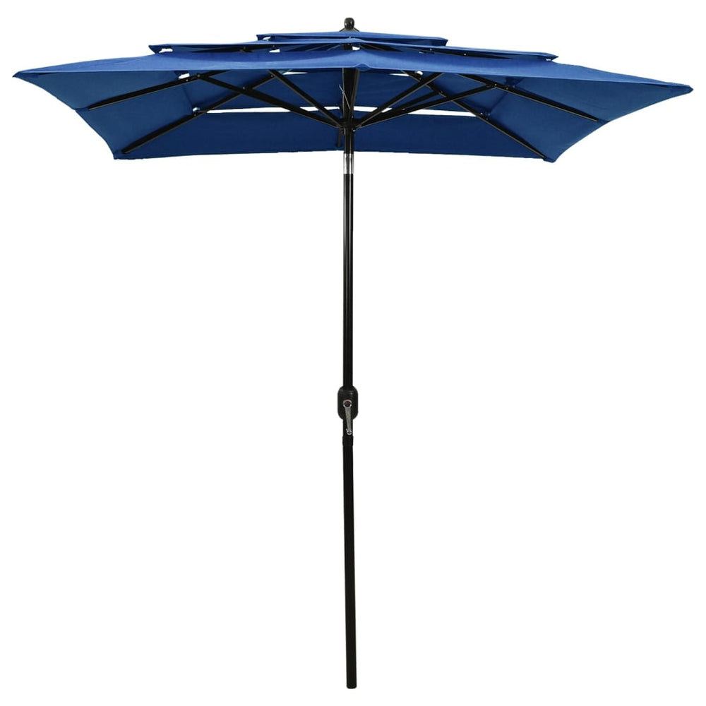 Umbrelă Grădină Cu 3 Niveluri, Stâlp Aluminiu, Azuriu,