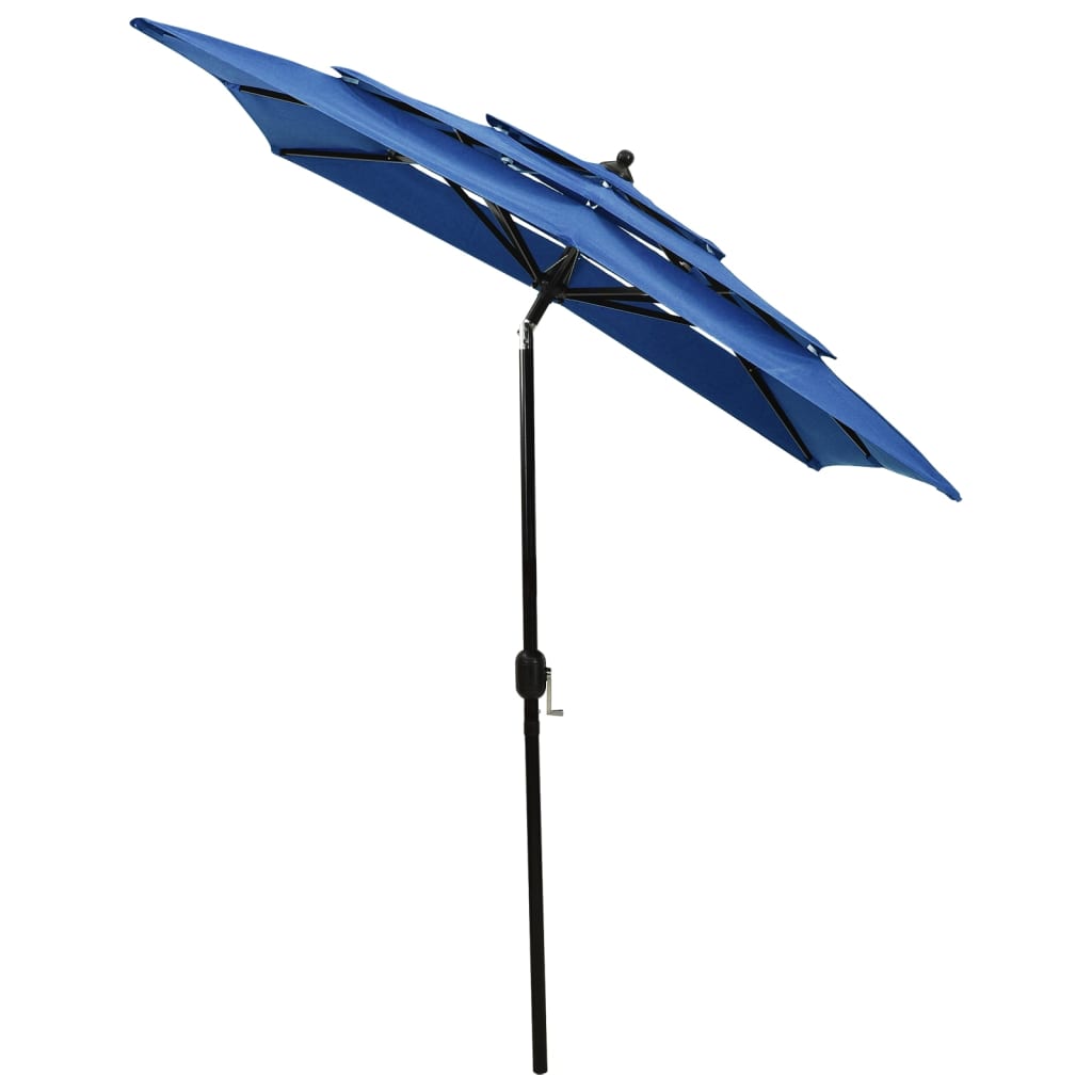 Umbrelă Grădină Cu 3 Niveluri, Stâlp Aluminiu, Azuriu,