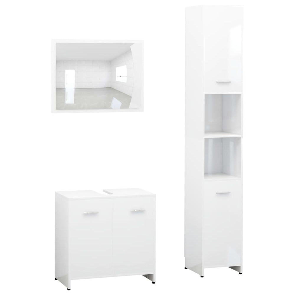 Set Mobilier De Baie, 3 Piese, , Lemn Prelucrat