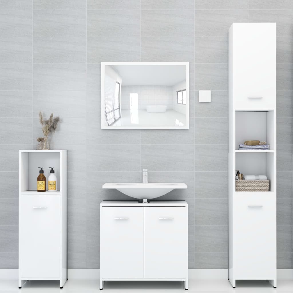 Set Mobilier De Baie, 3 Piese, , Lemn Prelucrat