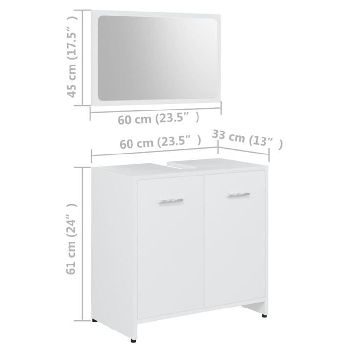 Set Mobilier De Baie, 3 Piese, , Lemn Prelucrat