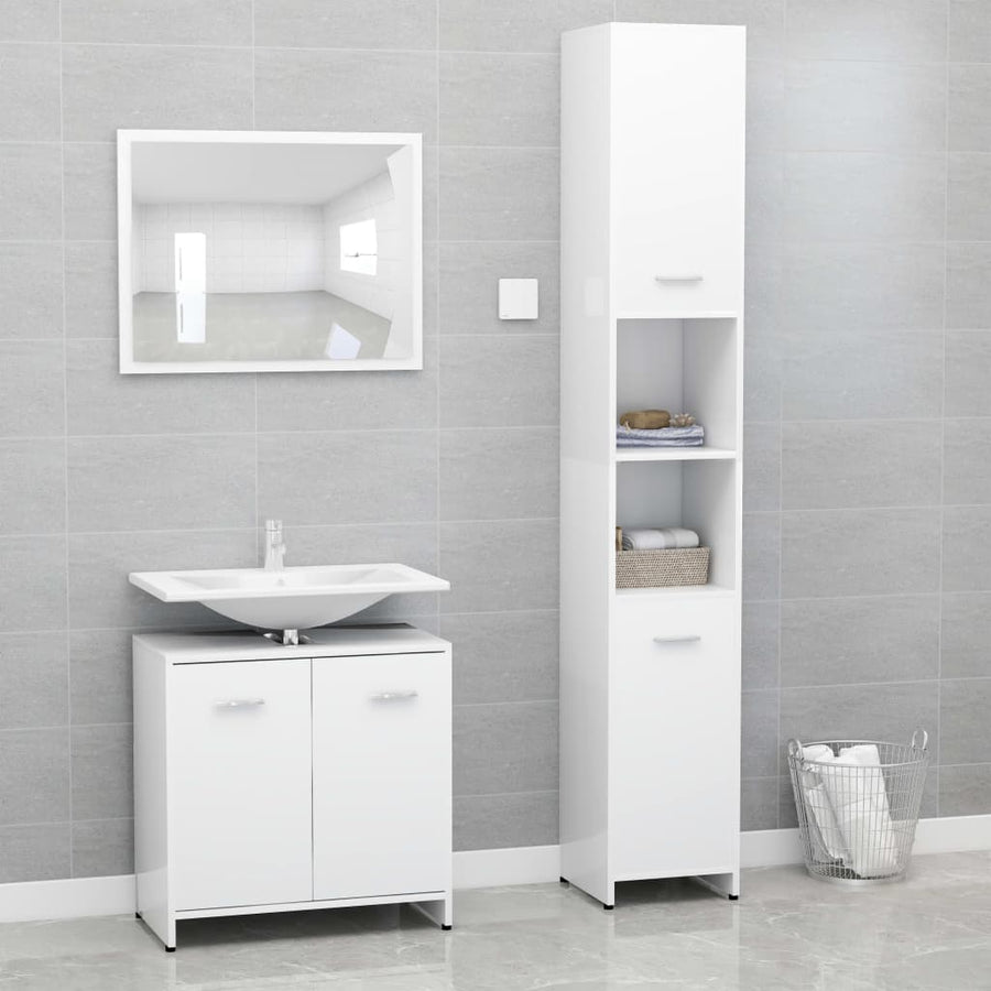Set Mobilier De Baie, 3 Piese, , Lemn Prelucrat