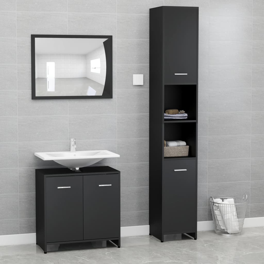 Set Mobilier De Baie, 3 Piese, , Lemn Prelucrat