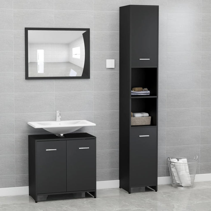 Set Mobilier De Baie, 3 Piese, , Lemn Prelucrat