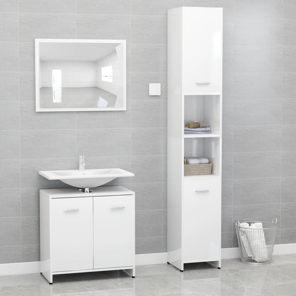 Set Mobilier De Baie, 3 Piese, , Lemn Prelucrat