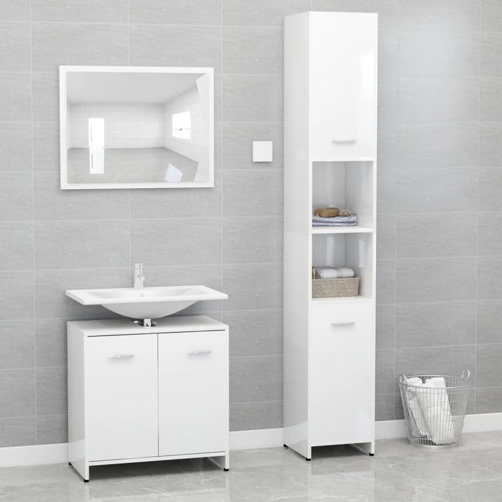 Set Mobilier De Baie, 3 Piese, , Lemn Prelucrat