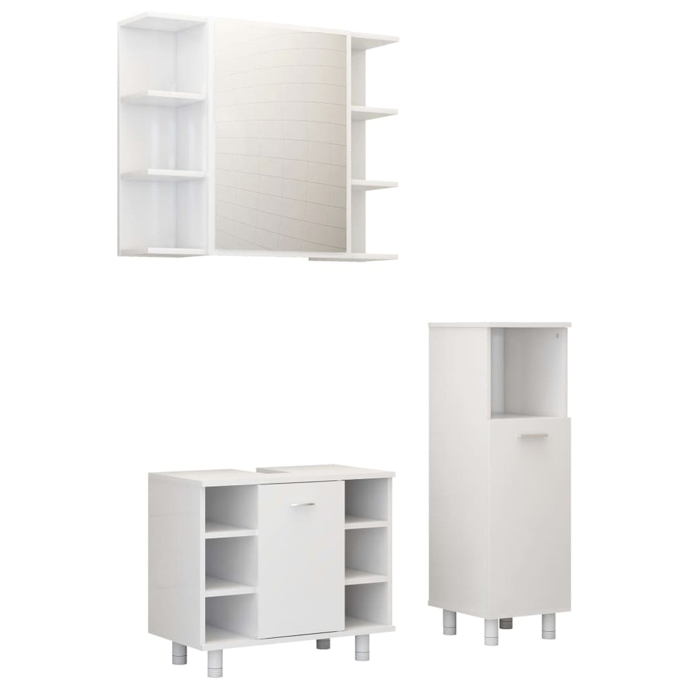 Set Mobilier De Baie, 3 Piese, , Lemn Prelucrat