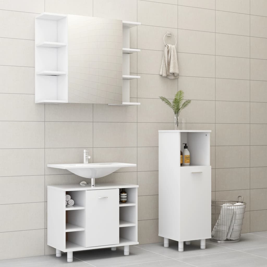Set Mobilier De Baie, 3 Piese, , Lemn Prelucrat
