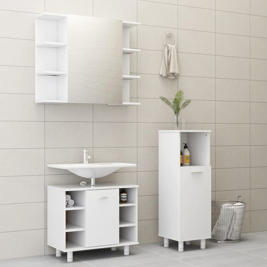 Set Mobilier De Baie, 3 Piese, , Lemn Prelucrat