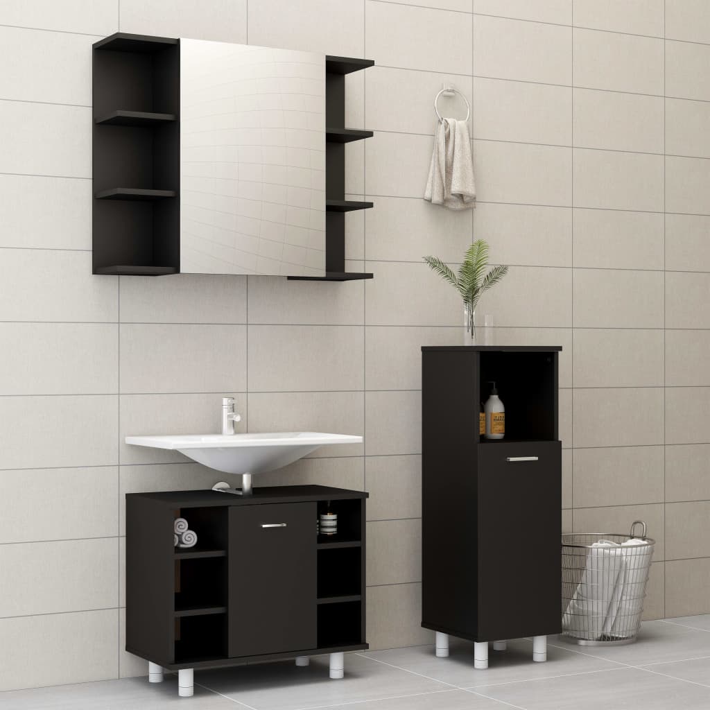 Set Mobilier De Baie, 3 Piese, , Lemn Prelucrat