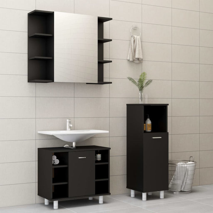 Set Mobilier De Baie, 3 Piese, , Lemn Prelucrat