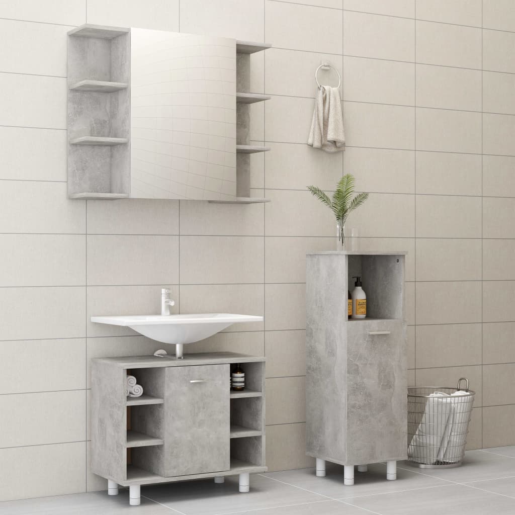 Set Mobilier De Baie, 3 Piese, , Lemn Prelucrat