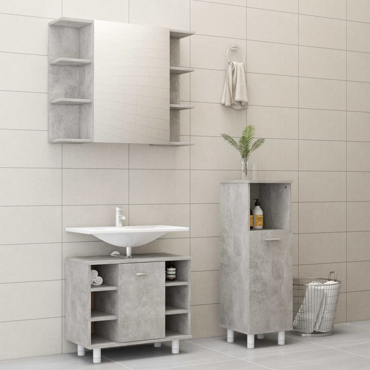 Set Mobilier De Baie, 3 Piese, , Lemn Prelucrat