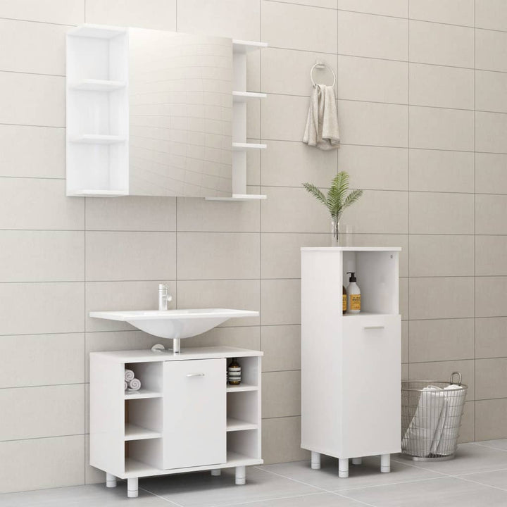 Set Mobilier De Baie, 3 Piese, , Lemn Prelucrat