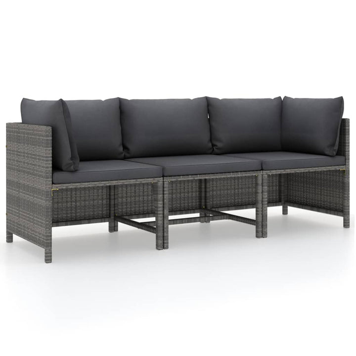 Set Mobilier De Grădină Cu Perne, 3 Piese, , Poliratan