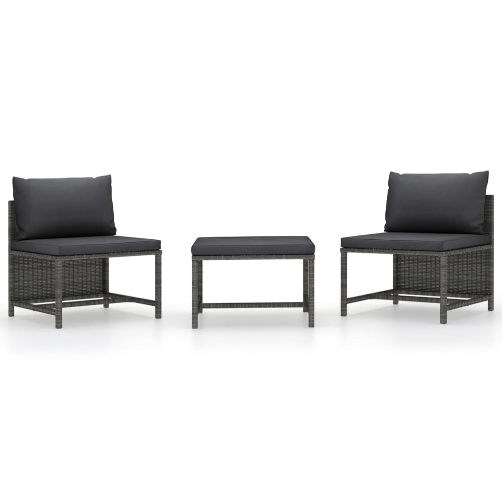 Set Mobilier De Grădină Cu Perne, 3 Piese, , Poliratan
