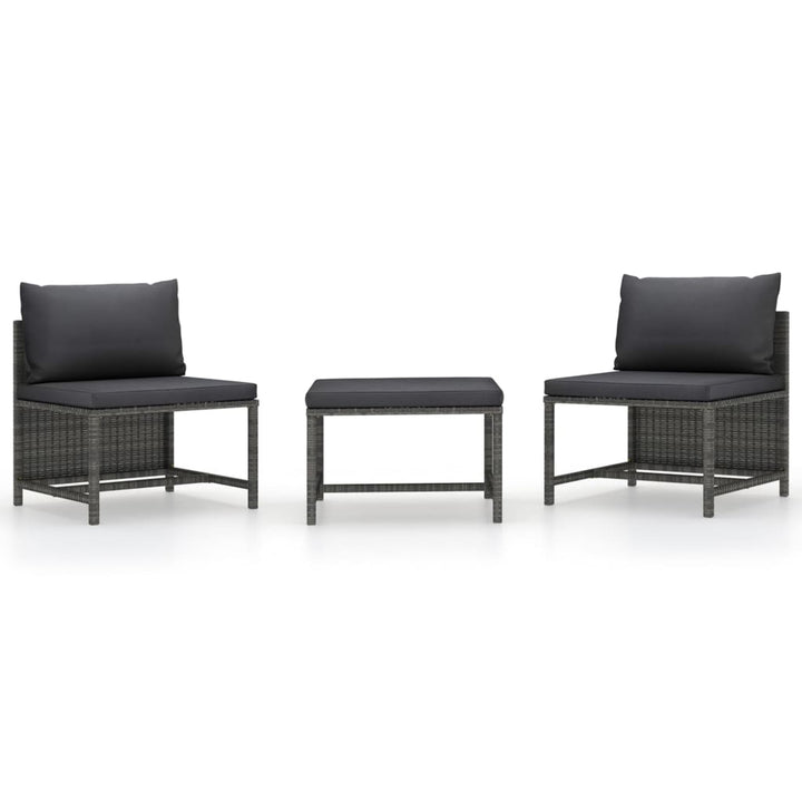 Set Mobilier De Grădină Cu Perne, 3 Piese, , Poliratan