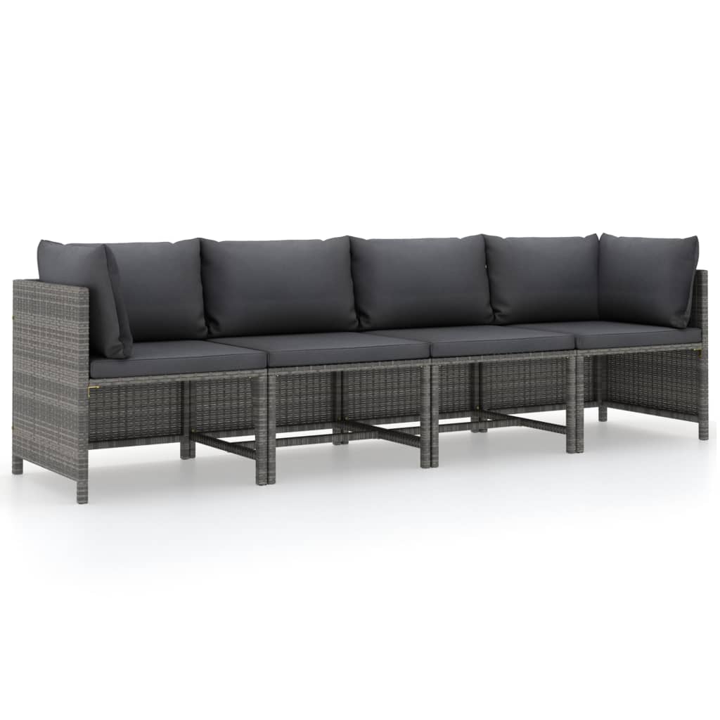 Set Mobilier De Grădină Cu Perne, 3 Piese, , Poliratan