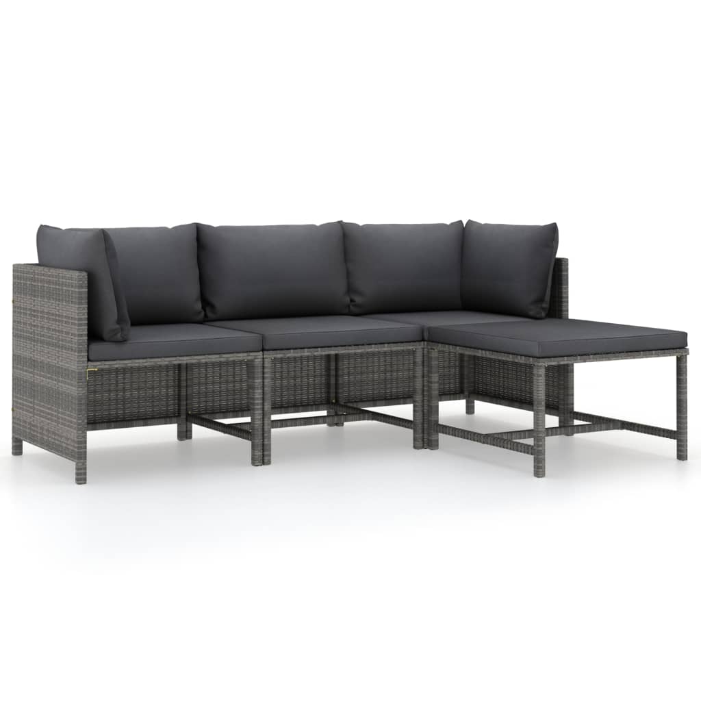 Set Mobilier De Grădină Cu Perne, 3 Piese, , Poliratan