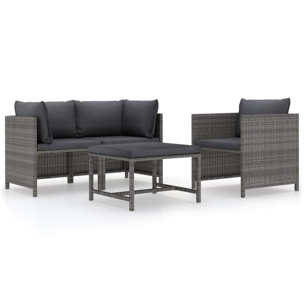 Set Mobilier De Grădină Cu Perne, 3 Piese, , Poliratan