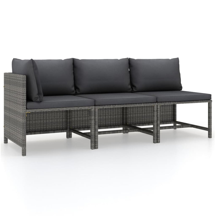 Set Mobilier De Grădină Cu Perne, 3 Piese, , Poliratan