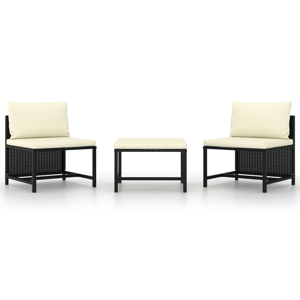 Set Mobilier De Grădină Cu Perne, 3 Piese, , Poliratan