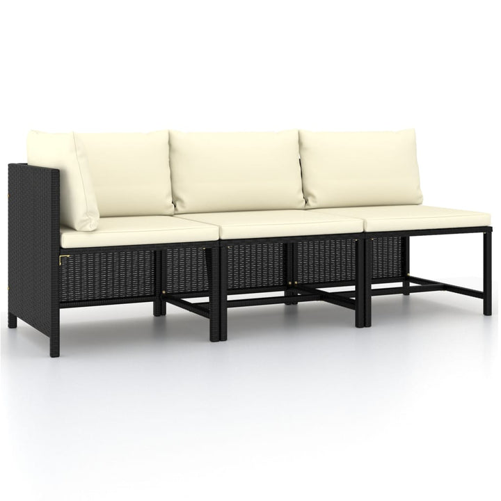 Set Mobilier De Grădină Cu Perne, 3 Piese, , Poliratan