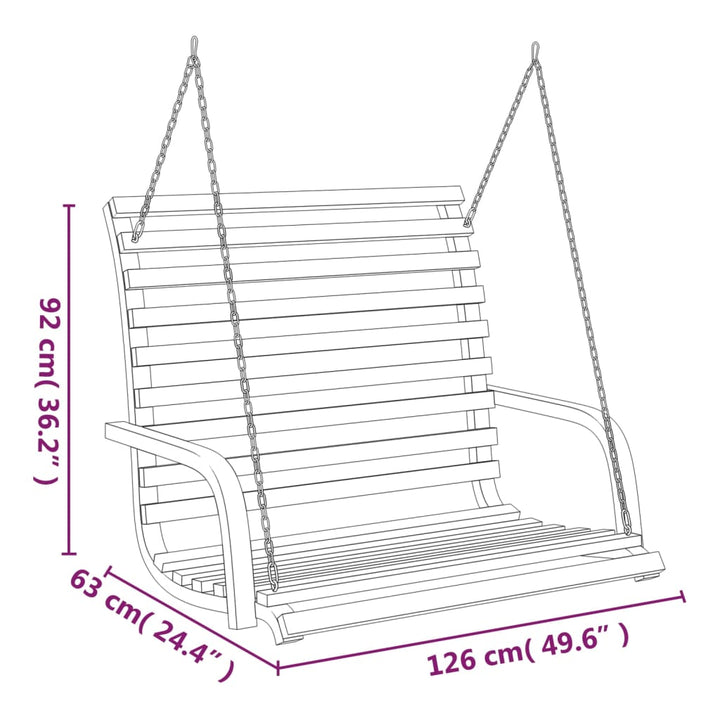 Banchetă Leagăn, 126X63X92 , Lemn Masiv Curbat Cu Finisaj Tec