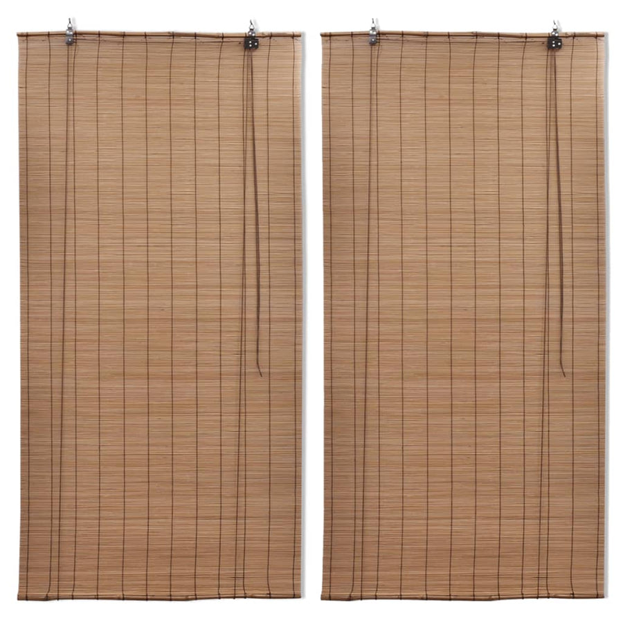 Jaluzele Din Bambus Tip Rulou, 2 Buc., Maro, 80 X 160 Cm