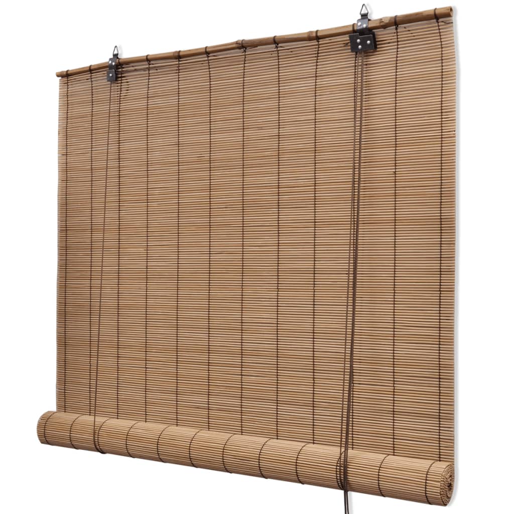 Jaluzele Din Bambus Tip Rulou, 2 Buc., Maro, 80 X 160 Cm