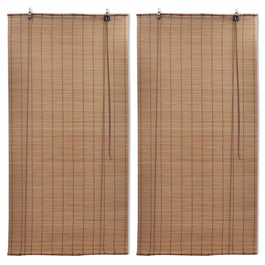 Jaluzele Din Bambus Tip Rulou, 2 Buc., Maro, 100 X 160 Cm