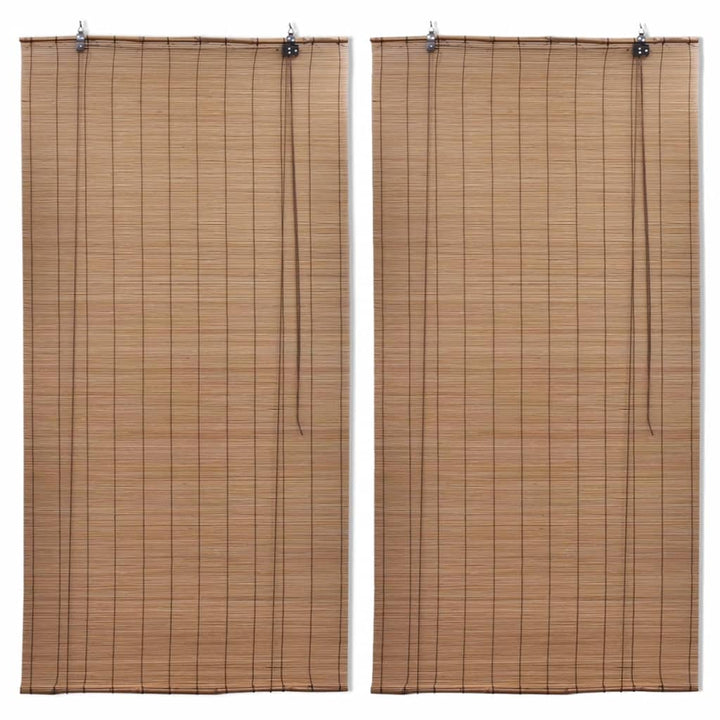 Jaluzele Din Bambus Tip Rulou, 2 Buc., Maro, 100 X 160 Cm