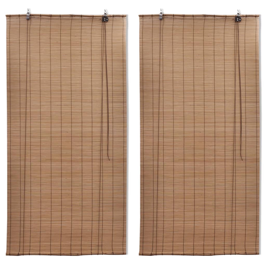 Jaluzele Din Bambus Tip Rulou, 2 Buc., Maro, 120 X 220 Cm