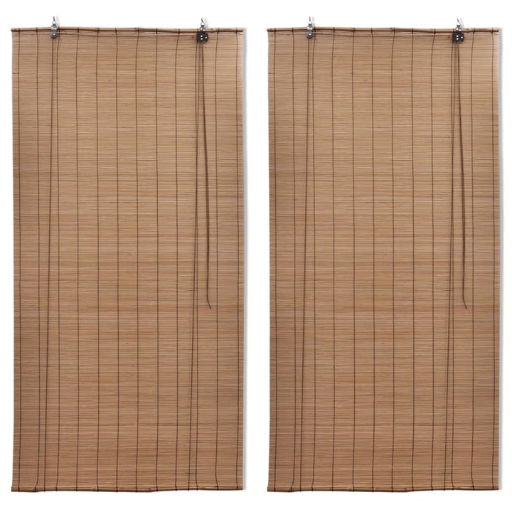 Jaluzele Din Bambus Tip Rulou, 2 Buc., Maro, 120 X 220 Cm