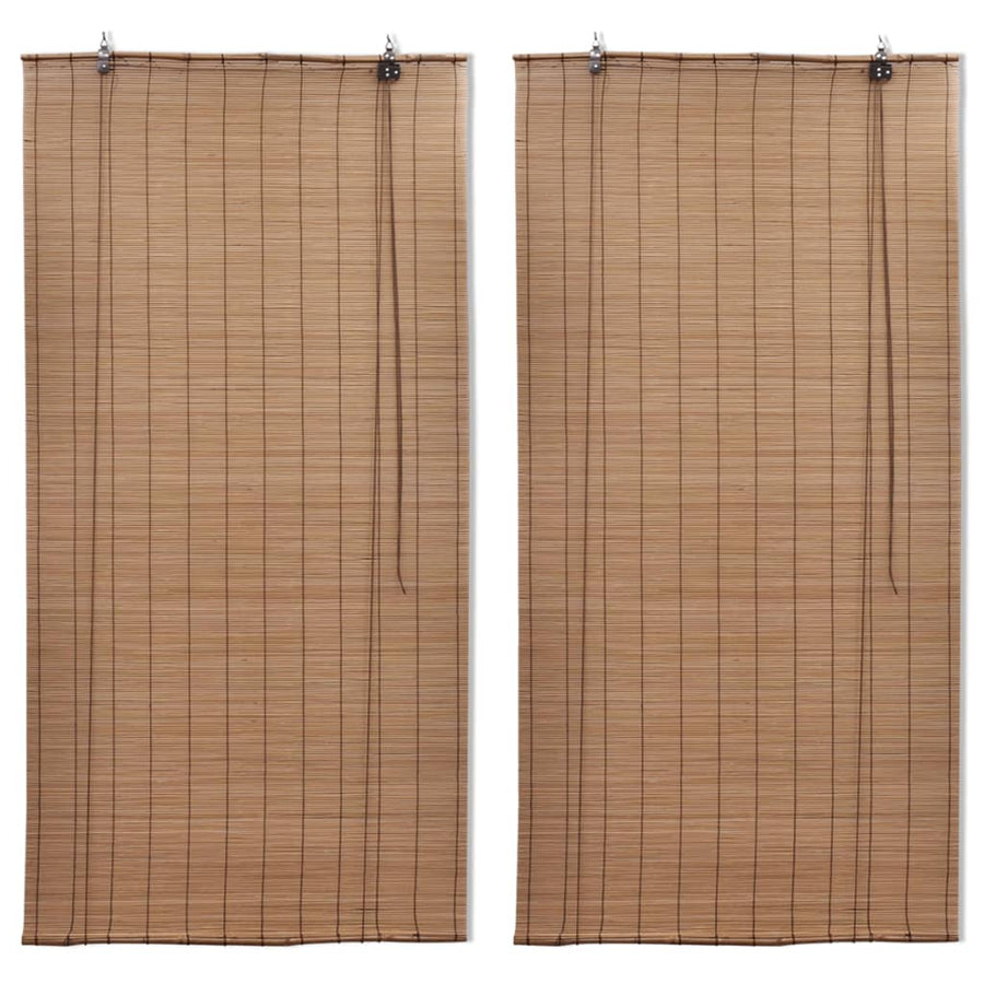 Jaluzele Din Bambus Tip Rulou, 2 Buc., Maro, 120 X 220 Cm
