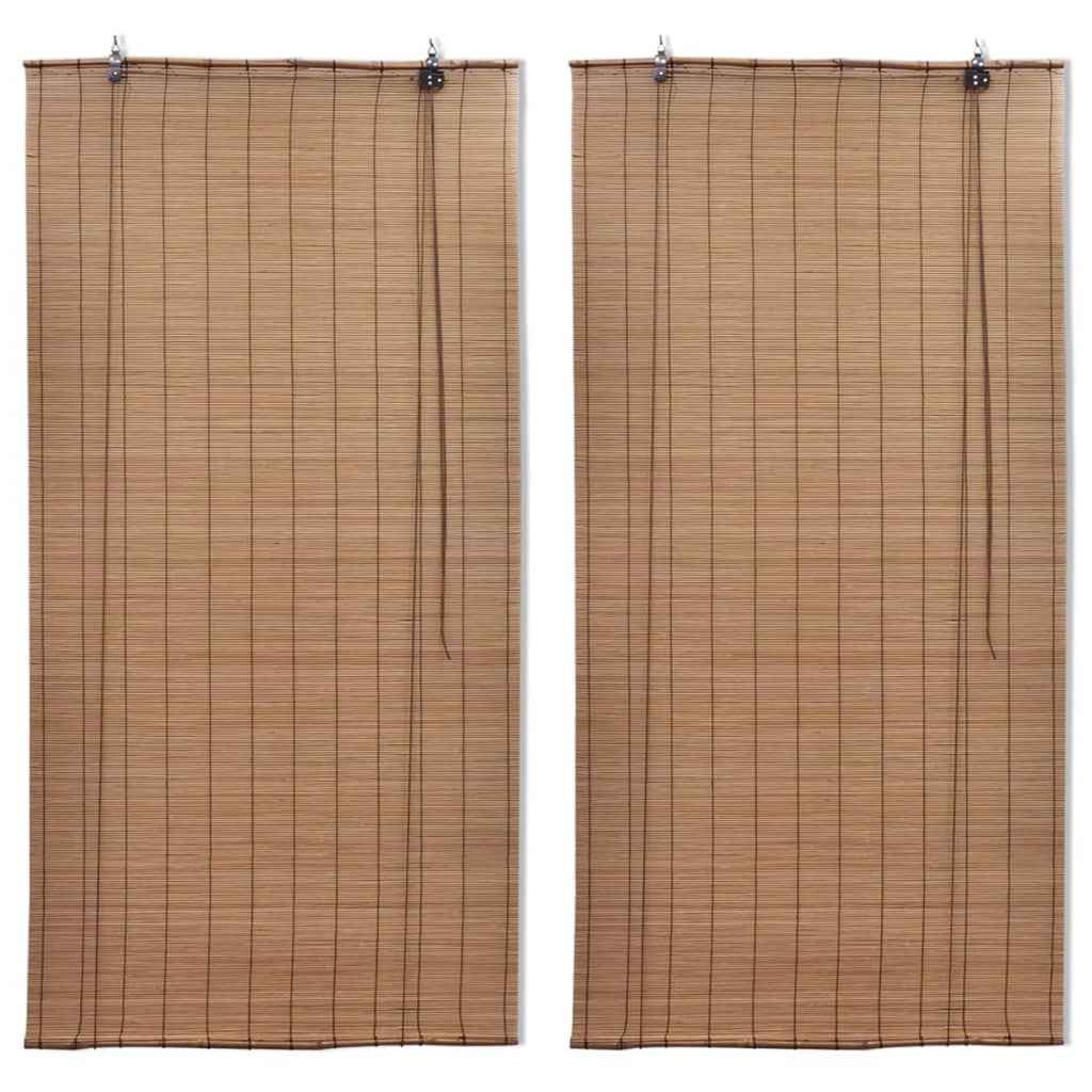 Jaluzele Din Bambus Tip Rulou, 2 Buc., Maro, 150 X 220 Cm