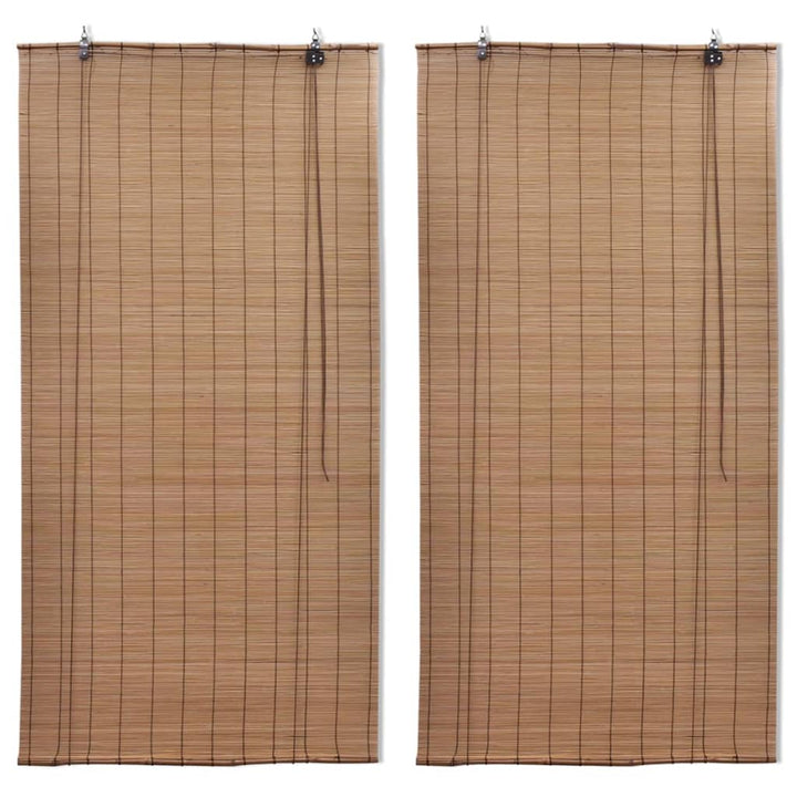 Jaluzele Din Bambus Tip Rulou, 2 Buc., Maro, 150 X 220 Cm