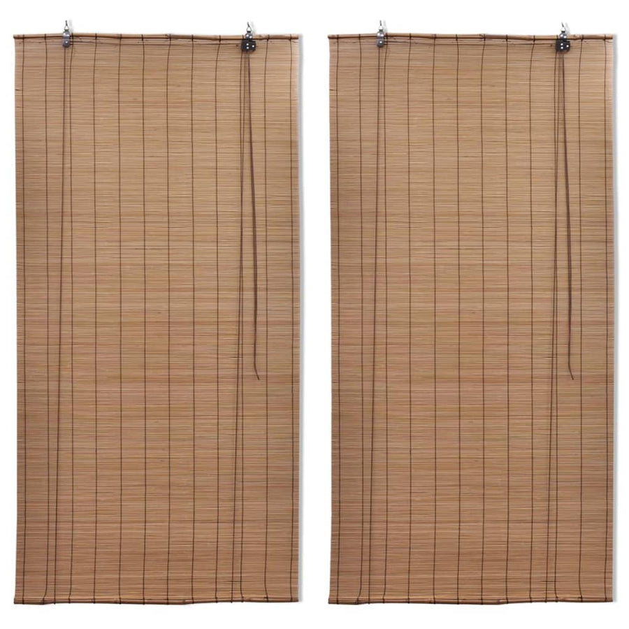 Jaluzele Din Bambus Tip Rulou, 2 Buc., Maro, 150 X 220 Cm